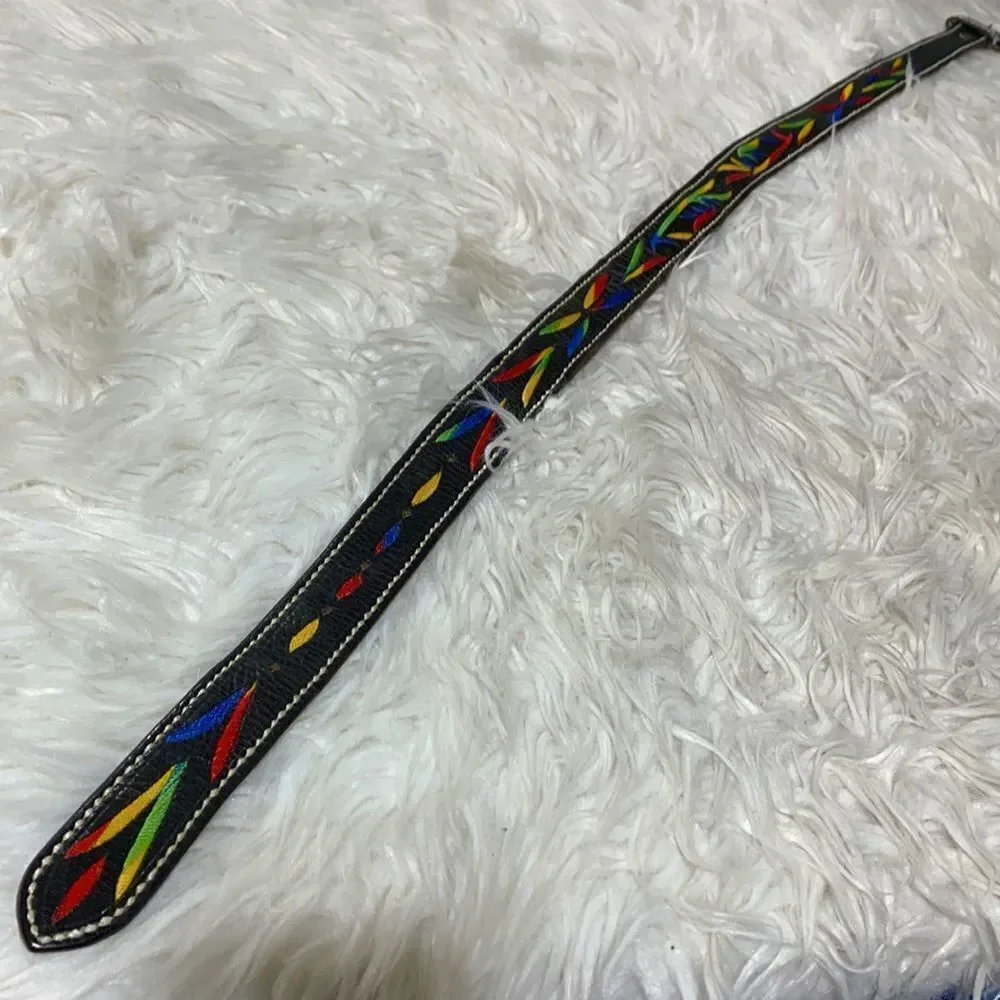 COLORFUL vibrant embroidered leather belt UNISEX